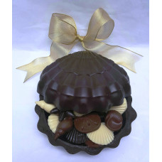 Large Chocolate Clamshell filled with assorted shells!